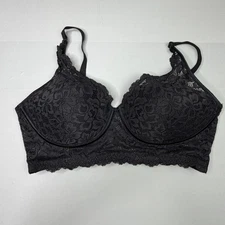 Maidenform Bra 36D Black Lace Lightly Lined Cup No Wire Convertible Strap
