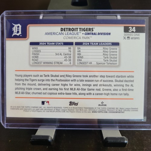 2025 Topps Series 1 Detroit Tigers Team Card SP Easter Holiday Foil #34 - Picture 2 of 2