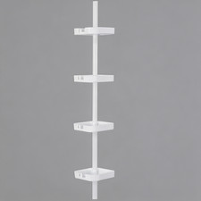 4 Tier Corner Shower Organizer in White Bathroom Storage Rack Shelf