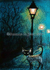 Devon Rex Cat ACEO art print mounted from original painting by Suzanne Le Good