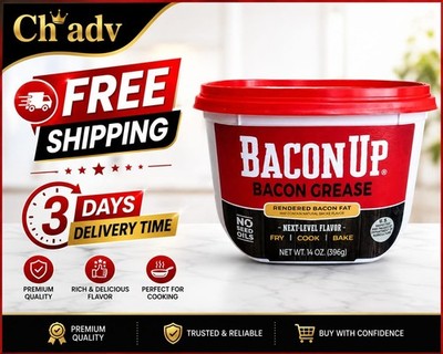 Bacon Up Bacon Grease Rendered Bacon Fat for Frying, Cooking, Baking, 14 ounces