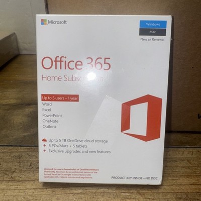 Microsoft Office 365 Family Home 5 Person 12 Month Home Subscription New Sealed