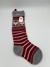 Pottery Barn Kids Fair Isle Santa Christmas Stocking Max Red Gray Striped