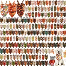 200 Pcs Fall Dog Bandanas Bulk Thanksgiving Pet Scarves Adjustable Washable