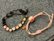 Hand-woven Simple Cute Ceramic Luck Cat Bracelet Bangle Couple Jewelry Lot Of 2