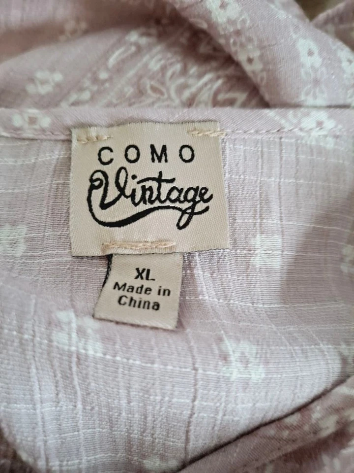 Blusa informal de negocios Como vintage lavanda talla XL pintuck campesino boho Foto 3 de 4