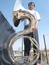 SOUSAPHONE BIG 25"BELL SIZE OF PURE BRASS IN CHROME POLISH FREE CASES FREE SHIP