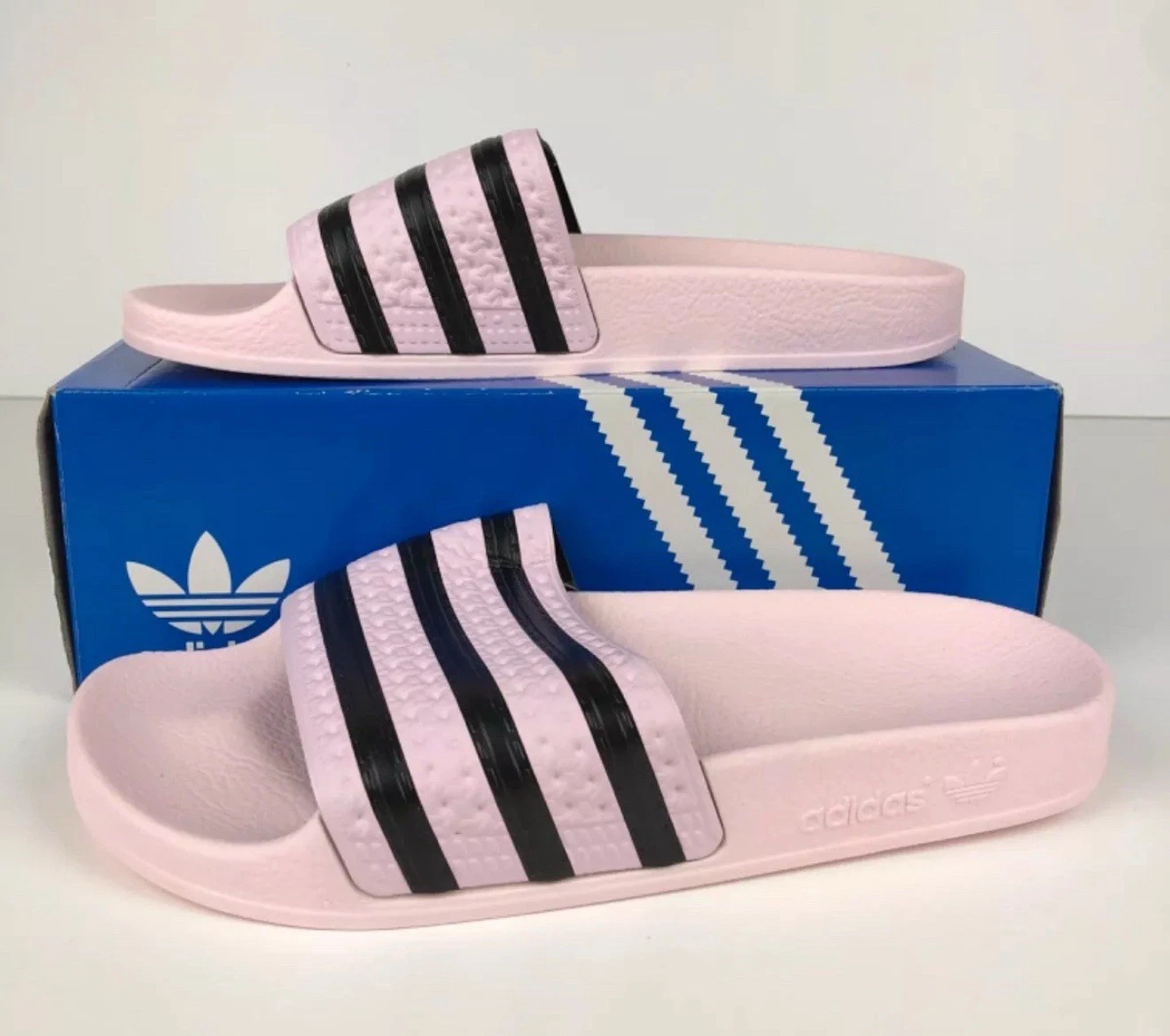 Adidas Originals Adilette Slides rosa nero taglia UK 4