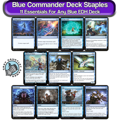 #ad BLUE Commander Deck Staples Pack MTG Bundle EDH Kit Magic Draw Ramp Interaction $14.99