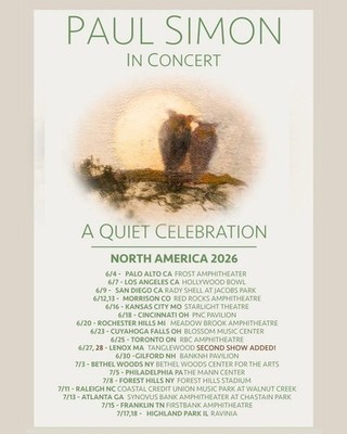 Paul Simon A Quiet Celebration North America 2026 Poster