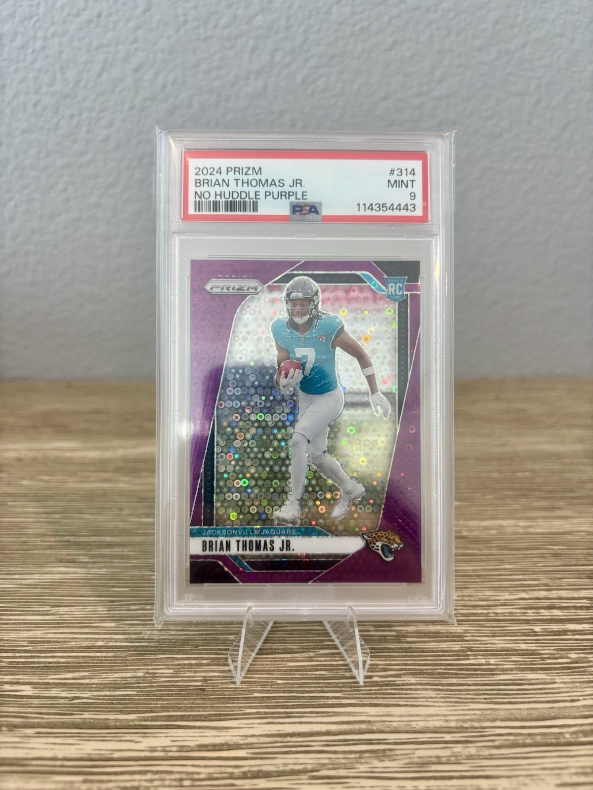 2024 PRIZM BRIAN THOMAS JR NO HUDDLE PURPLE /49 PSA 9 #314 RC MINT JAGUARS