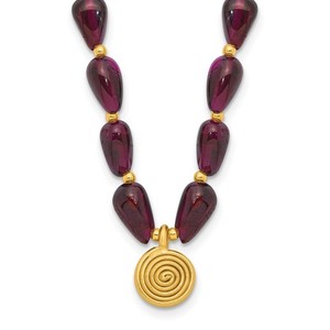 Authentic Sterling Silver Gold-plated Garnet 16" with 2in ext. Necklace