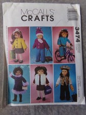 2001 MCCALL'S 18" DOLL CLOTHES PATTERNS 3474 UNCUT