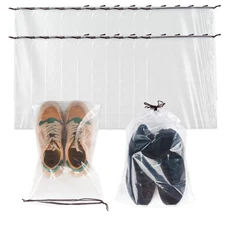 100 Pcs transparent Shoe Bags for Travel,11.8“ x 15.7”,Drawstring Tr