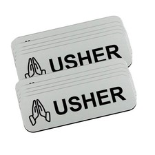 Silver Usher Praying Hands Name Tag Badge 1x3 Inch Church Magnet 10 PCS