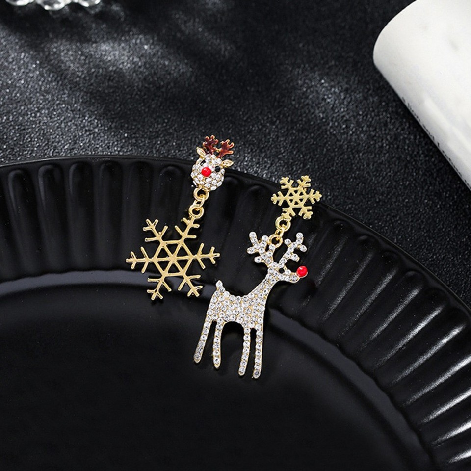 Assorted Color Christmas Ear Dangles Alloy Rhinestone Festival Earrings ...