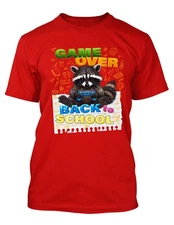 Raccoon Back to School Graphic Tall Tee Shirt Pro Club Shaka Gamer Teacher Funny