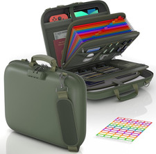 Fireproof Document Box with Lock  Shoulder Strap, Hard-Shell Fireproof