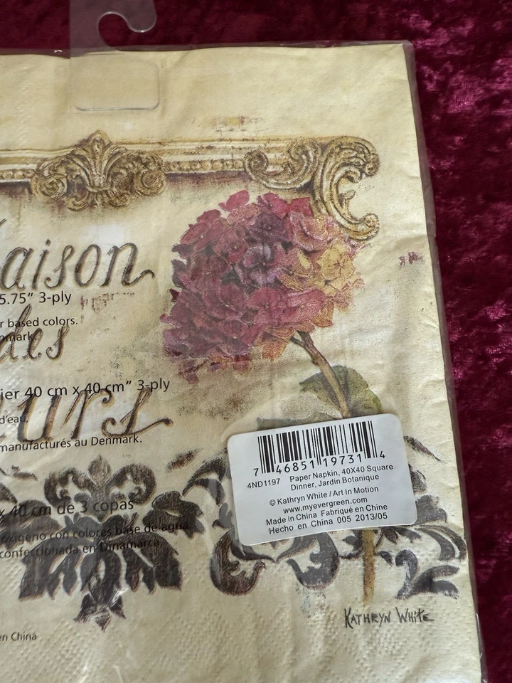 Cypress Home Maison Des Fleurs 20 servilletas 15,75” papel cuadrado 3 capas. Nuevo Foto 4 de 4