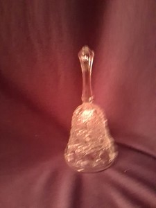 Vintage Crystal Glass Bell with Crystal Clapper and Silver Metal Chain