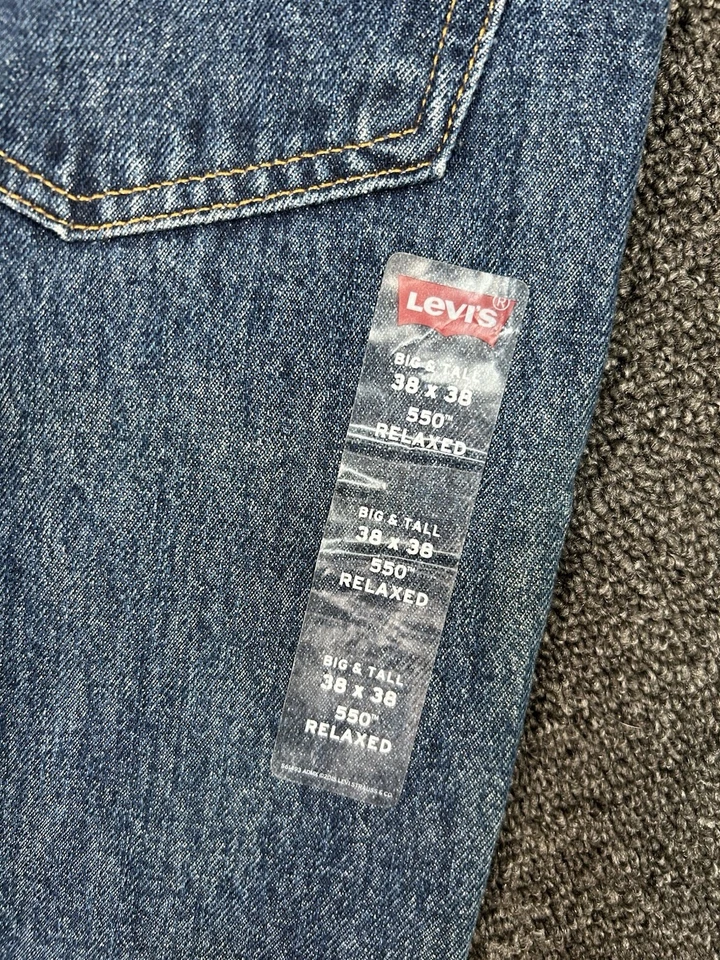 Nuevos Jeans Levi’s 550 Relajados Para Hombre 38x38 Azul Denim Desteñido Pierna Cónica Algodón Foto 4 de 4