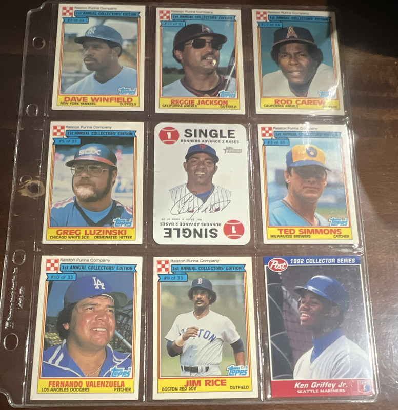 Topps MLB Baseball Card Lot (8) Ralston Purina 1984 + 1992 Post Ken Griffey Jr