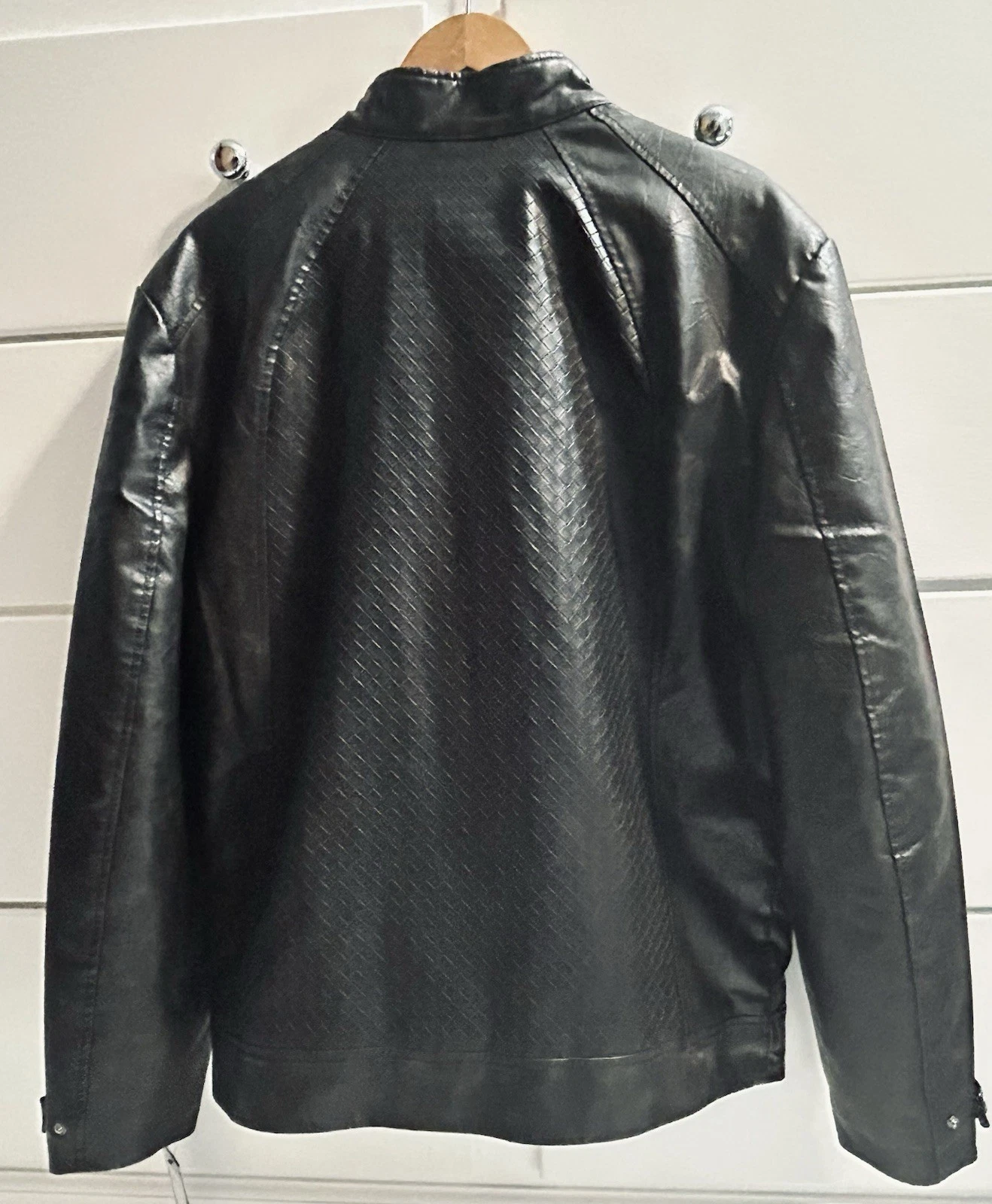 NWT GUESS Brown Bittersweet Cocoa Brad Biker Men’s Leather Zip-Up Jacket Size L - product detail image 12