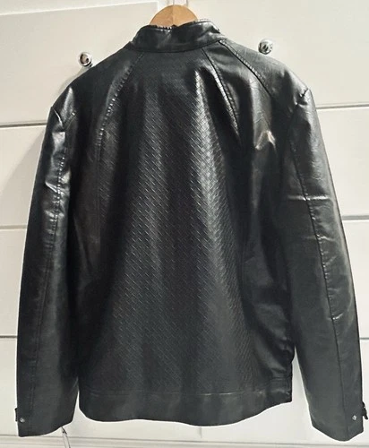 NWT GUESS Brown Bittersweet Cocoa Brad Biker Men’s Leather Zip-Up Jacket Size L image 12