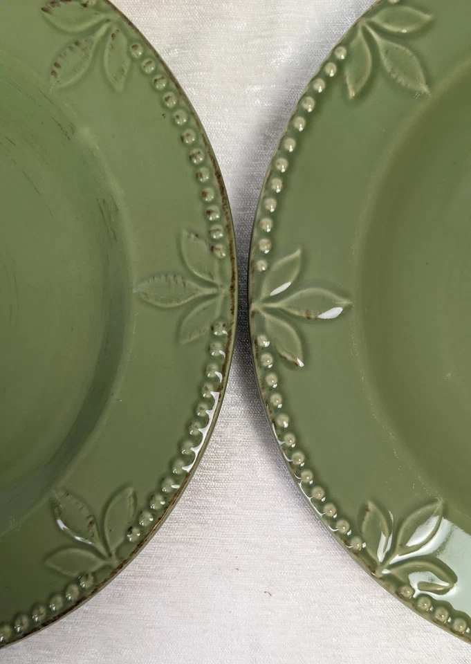 Juego de 4 platos de cena de gres Sorrento verde orégano 11-1/2" exclusivos 2010 Foto 3 de 4