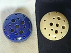 PAIR Garden City Pottery Large Size 5" Flower Frogs Cobalt & HTF White Bauer Era
