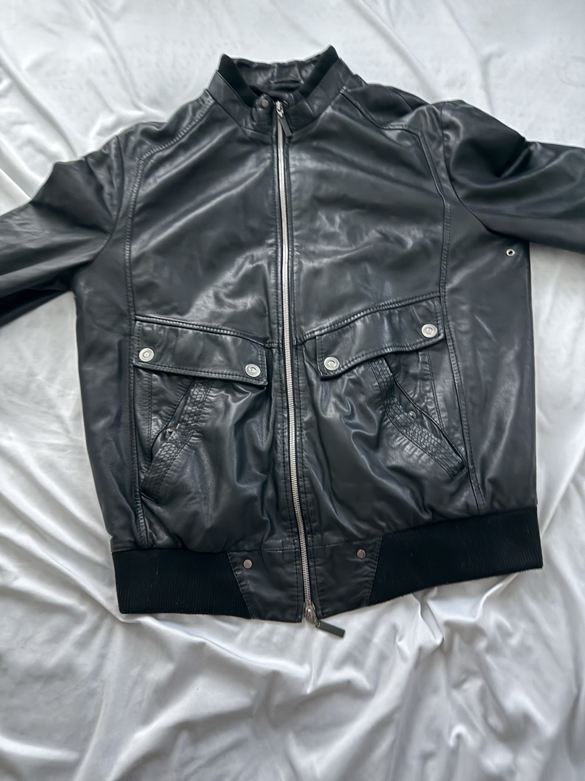 Versace Black Bomber Jacket Men Button Zipper Acc… - image 2