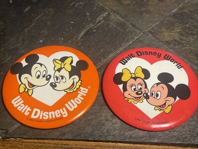 2 Vintage 1980's Walt Disney World 3 1/2” Mickey & Minnie Mouse