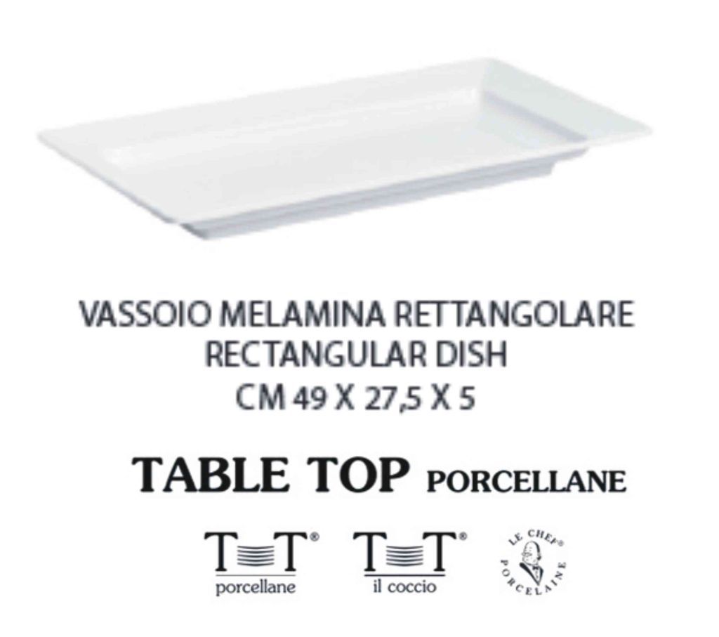 Vassoio Melamina Rettangolare Bianco 49x27,5 cm Standard HACCP