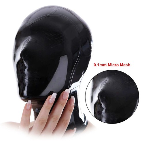 Latex Hood Microporous Eyes Nose 0.1mm Pin Hole Rubber Mask BDSM Fetish - Picture 3 of 4