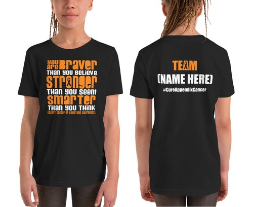 Personalized Appendix Cancer Awareness T-Shirt Braver Amber Ribbon Custom Tee - Picture 8 of 8