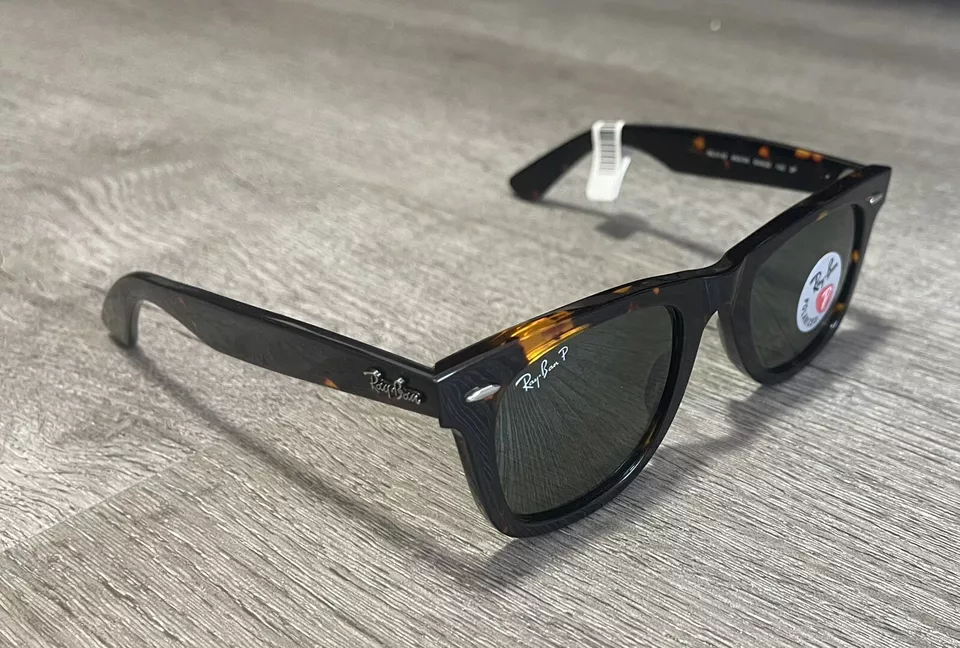 Gafas de sol polarizadas G1N con etiquetas RayBan originales Wayfarer verde tortuga 2140 9 Foto 4 de 4