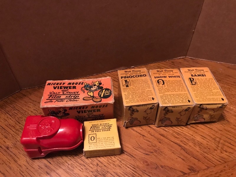 vintage mickey mouse viewer and 3 walt disney filmstrips