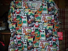 RUDOLPH SANTA LADIES NURSING SCRUB TOP SIZE XL WHITE CNA HOSPITAL TOP NEW FUN