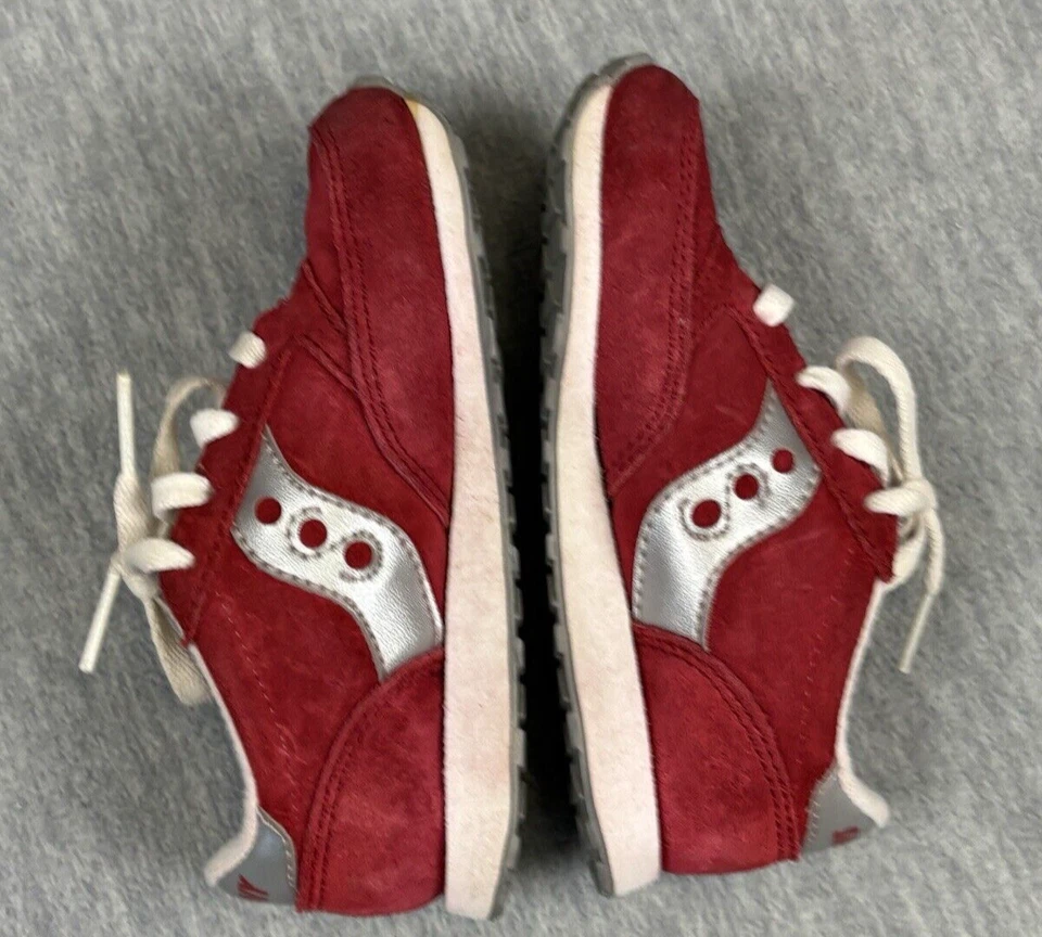 Saucony Jazz Trainers Sneakers Toddler Youth 8 Red Gray Lace Up Gold - Image 4 of 4