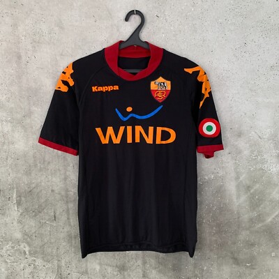 Kappa AS Roma サッカーウェア S 黒/オレンジ AS ROMA 2008 2009 GOALKEEPER FOOTBALL SHIRT KAPPA BLACK JERSEY