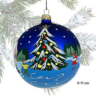 Weihnachtskugel mundgeblasenes Glas handbemalt D 11 cm Baumschmuck Weihnachtsbaum