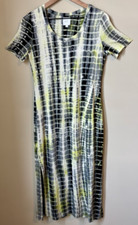 Sen Green Black Short Sleeve T-shirt Dress Crew Neck Long Maxi Dress Women Small