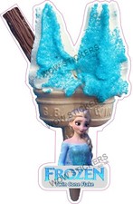 Eiswagen Aufkleber Twin Elsa Frozen Blue Sherbet Cone & Flake Trailer Decal