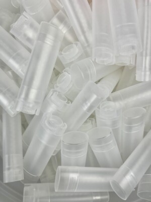 100 Oval Lip Balm Tube, Containers, with cap, Bulk, Natural, Frosted, Empty, DIY