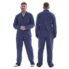 Mens Thermal Flannel Pyjamas Brushed Cotton Check Stripe Winter Warm  S - 5XL