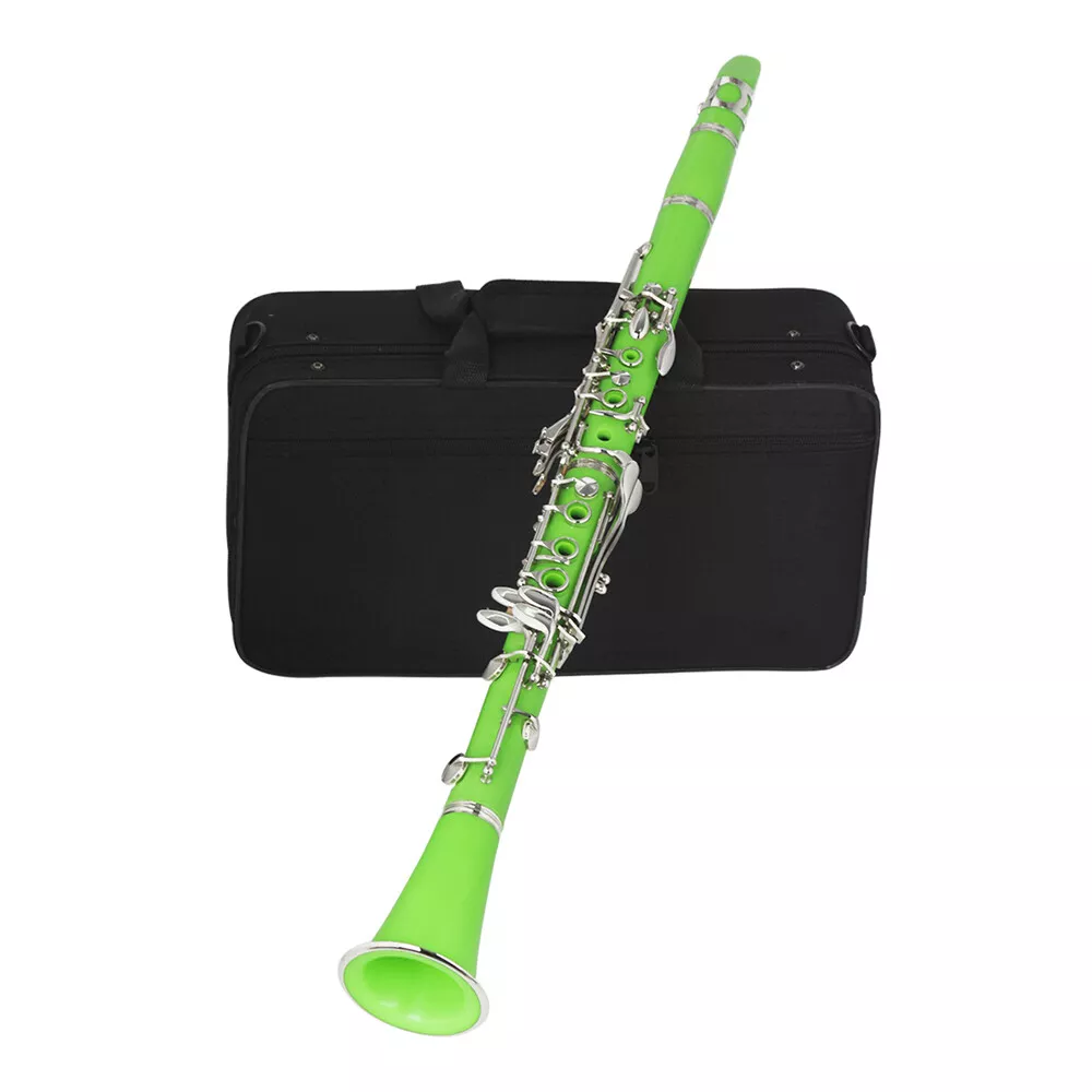 17 key woodwind ABS resin green clarinet with box reeds Bb clarinet