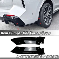 Car Rear Bumper Side Corner Splitter Trim For BMW X3 G01 LCI M Sport 22-23 Black