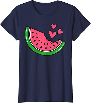Watermelon Slice Heart Vacation Season Fruit Gift Ladies' Crewneck T-Shirt