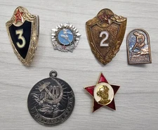 Soviet Vintage Pin Badges Russian Badges and Medal for Labor of the USSR 6 pcs