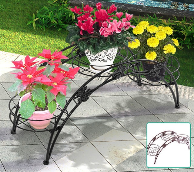 Outdoor Indoor Pot Plant Stand Garden Decor Flower Rack Wrought